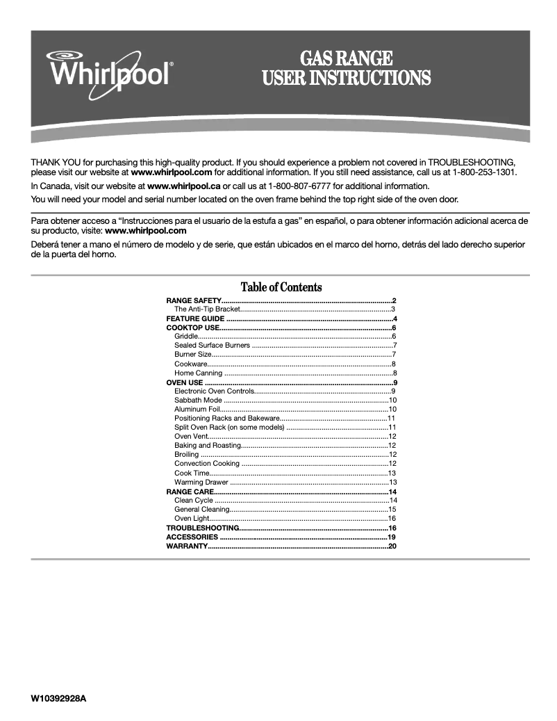 Page 1 de la notice Mode d'emploi Whirlpool WFG710H0AE