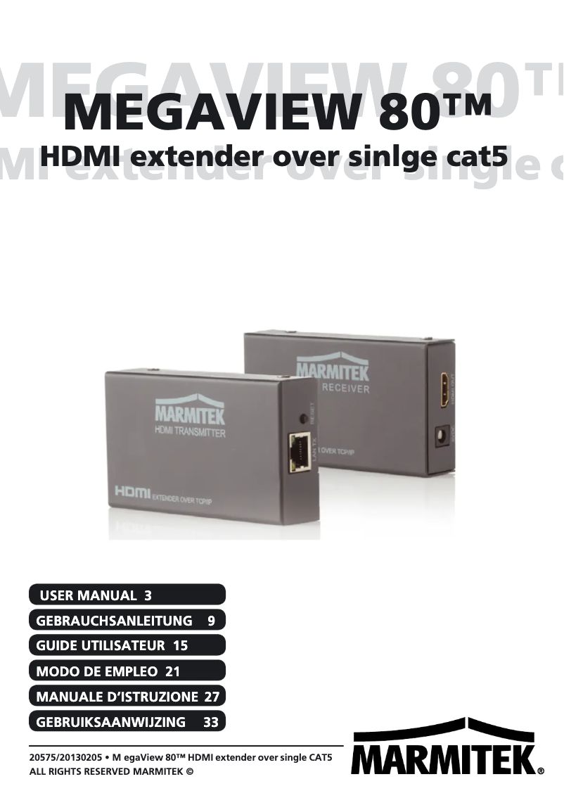 Page n°1 - Manuel utilisateur Marmitek MegaView 80
