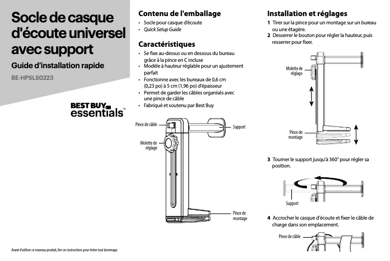 Page n°1 - Manuel utilisateur Best Buy BE-HPSLS0223