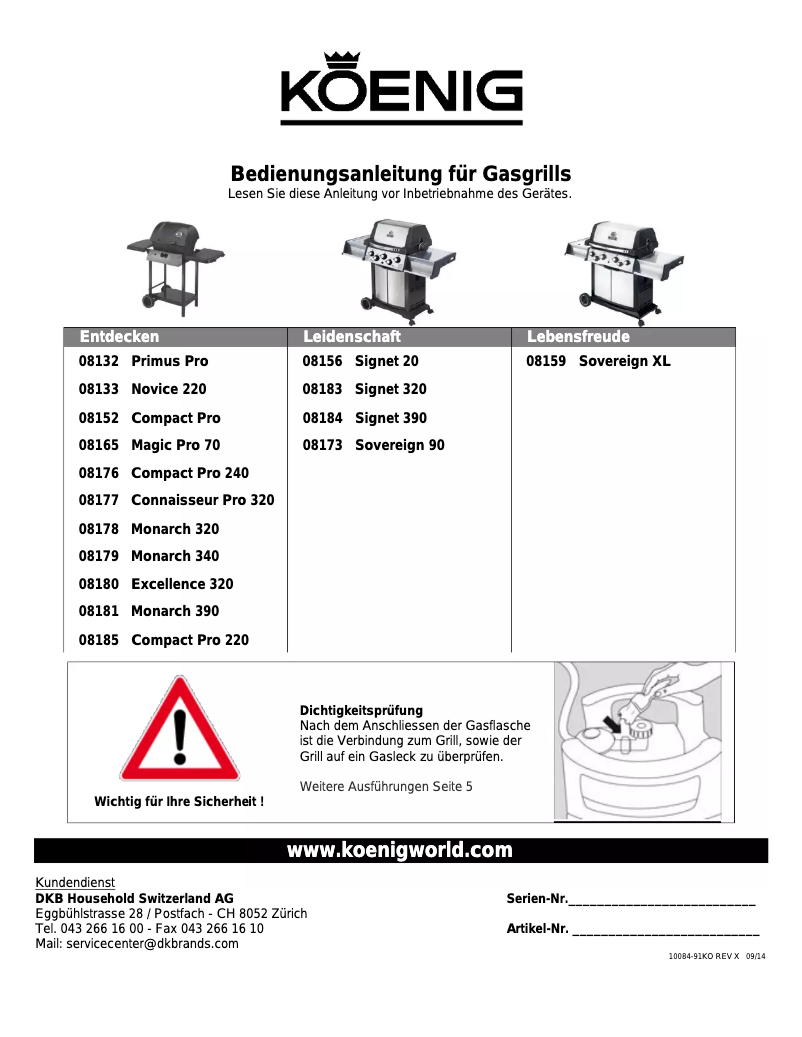 Page n°1 - Manuel utilisateur Koenig Monarch 320