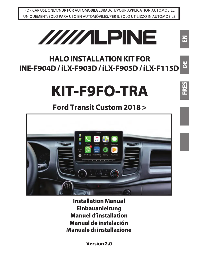 Página 1 del manual Manual de usuario Alpine KIT-F9FO-TRA