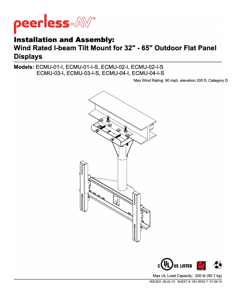 Page 1 de la notice Manuel utilisateur Peerless-AV ECMU-01-I