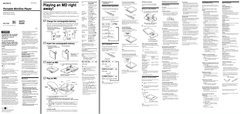 Image de la première page du manuel de l'appareil MZ-E90