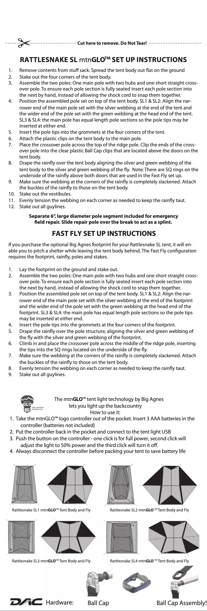 Page 1 de la notice Manuel utilisateur Big Agnes Rattlesnak SL4 mtnGLO