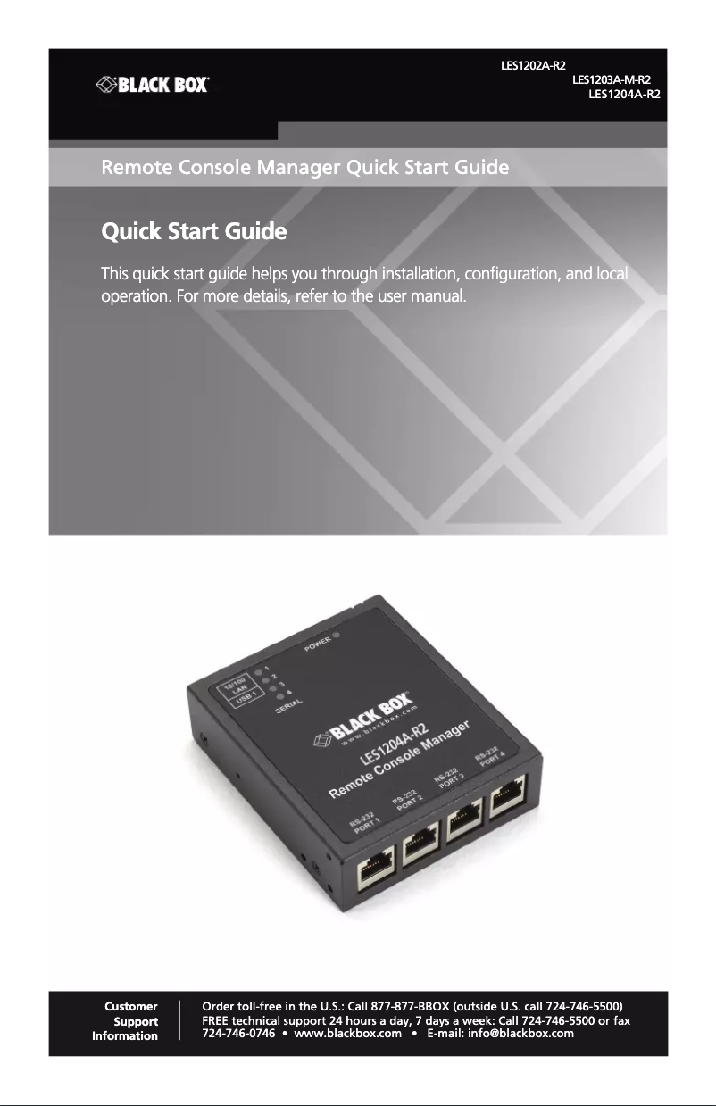 Page n°1 - Manuel utilisateur Black Box LES1204A-R2