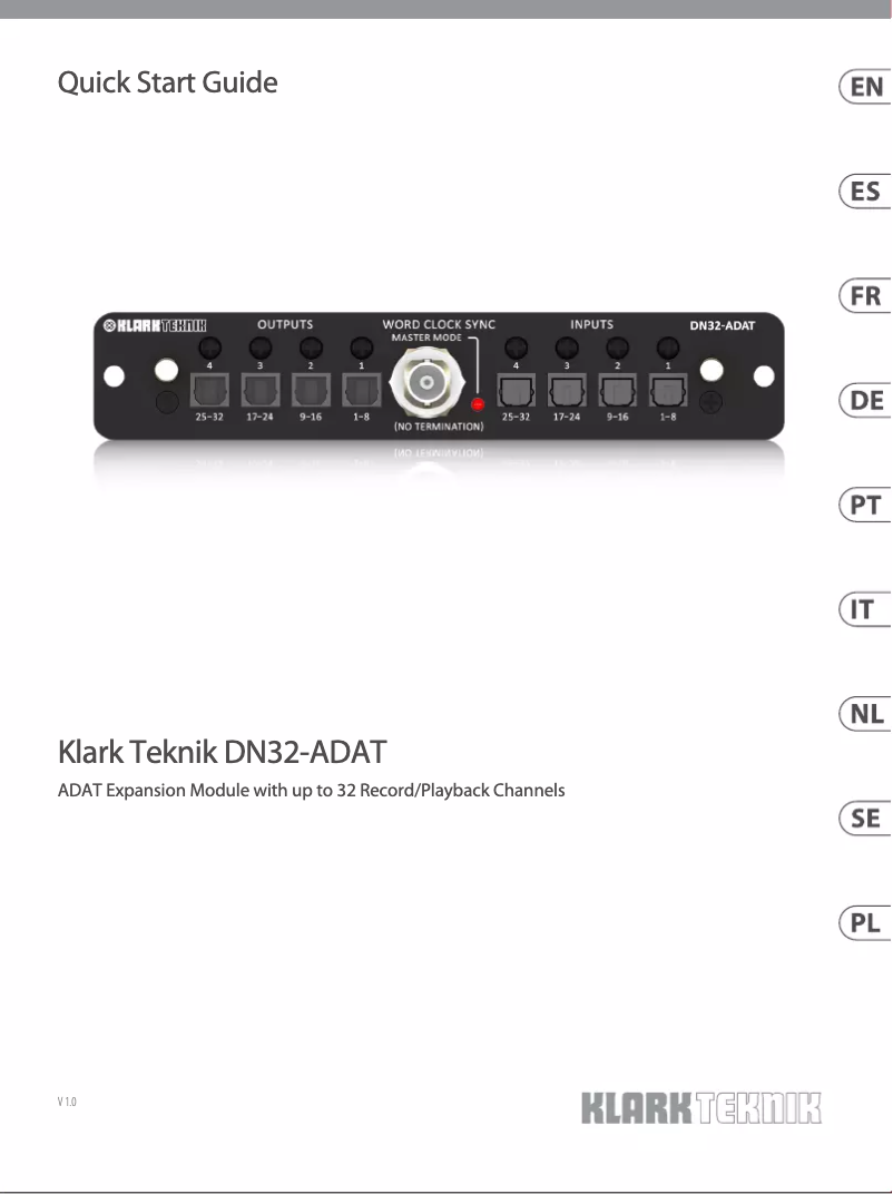 Page n°1 - Guide de démarrage rapide Klark Teknik DN32-ADAT