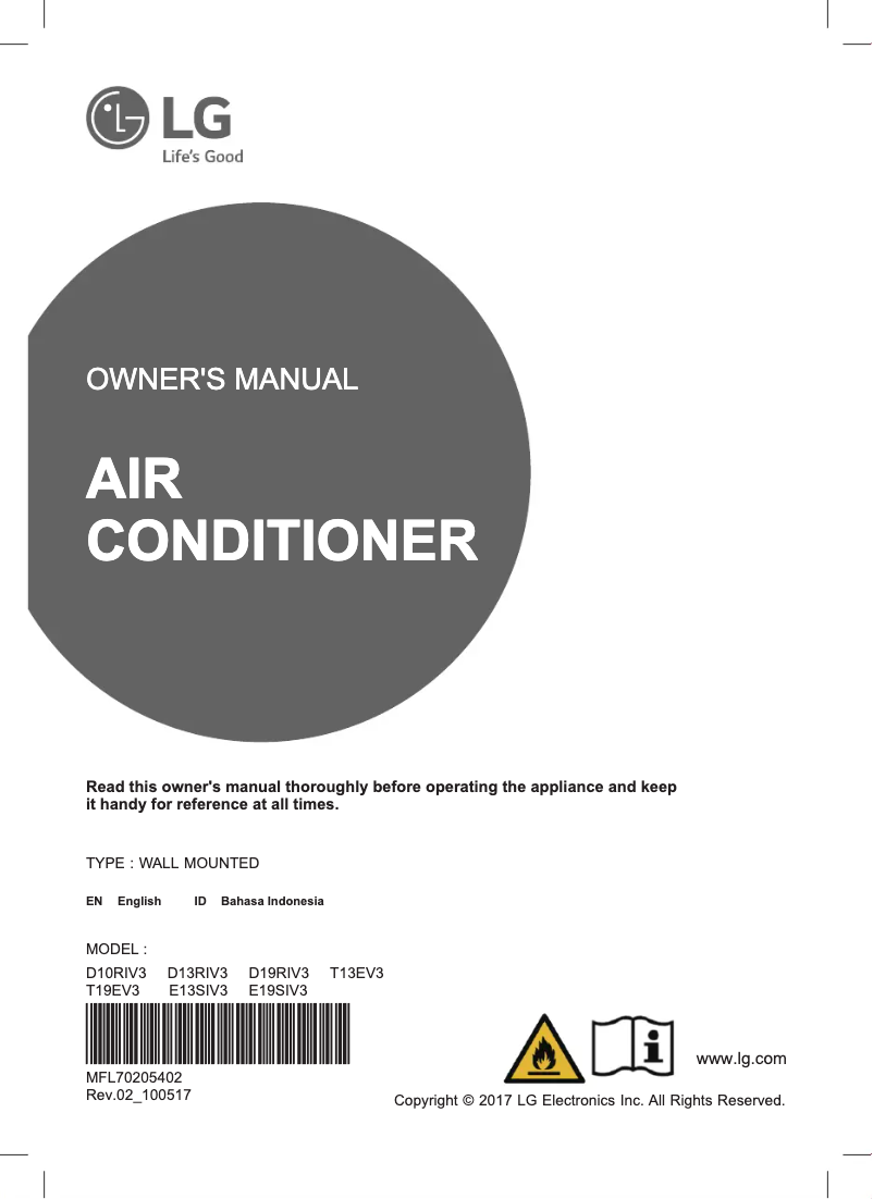 Page 1 de la notice Manuel utilisateur LG T13EV3