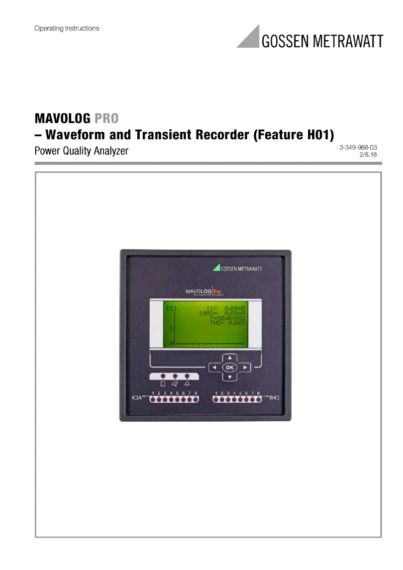 Página 1 del manual Manual de usuario Gossen Metrawatt MAVOLOG Pro