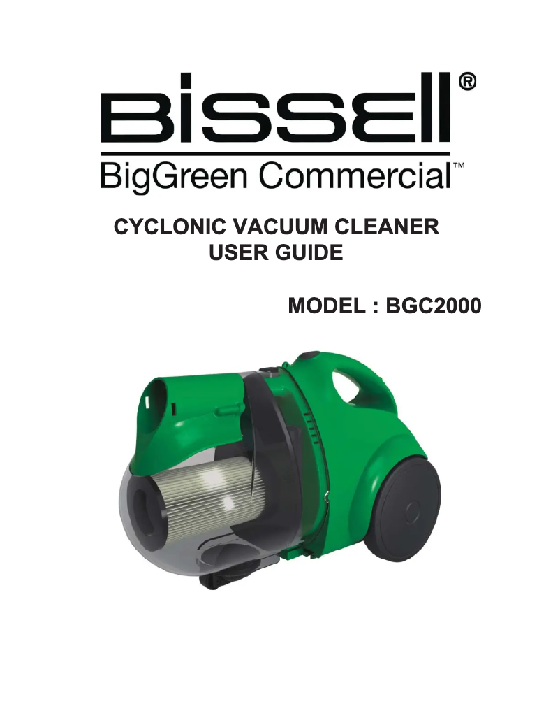 Page 1 de la notice Manuel utilisateur Bissell BGC2000