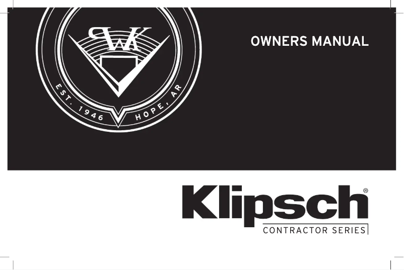 Page n°1 - Manuel utilisateur Klipsch CS-16C