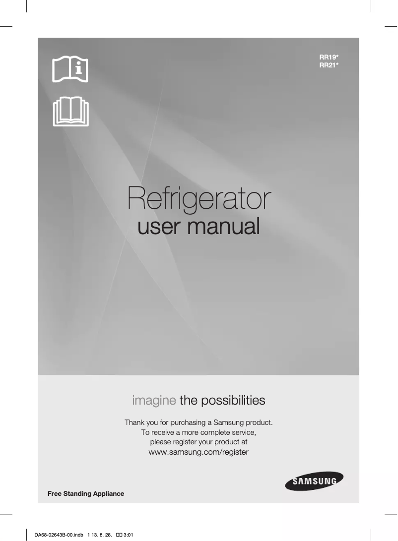 Page 1 de la notice Manuel utilisateur Samsung RR19H1648UT