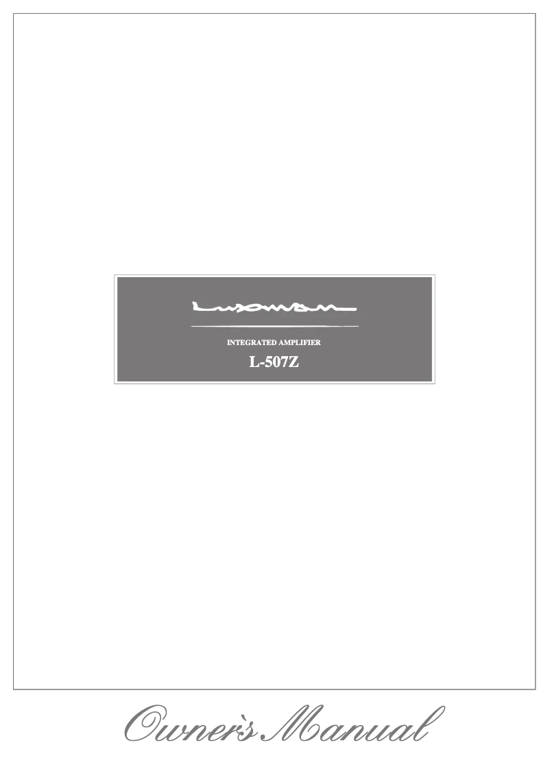 Page n°1 - Manuel utilisateur Luxman L-507Z
