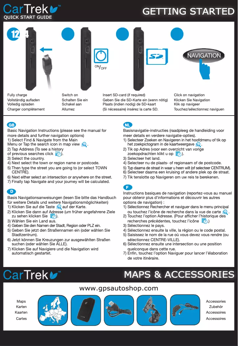 Page n°1 - Manuel utilisateur CarTrek 1500