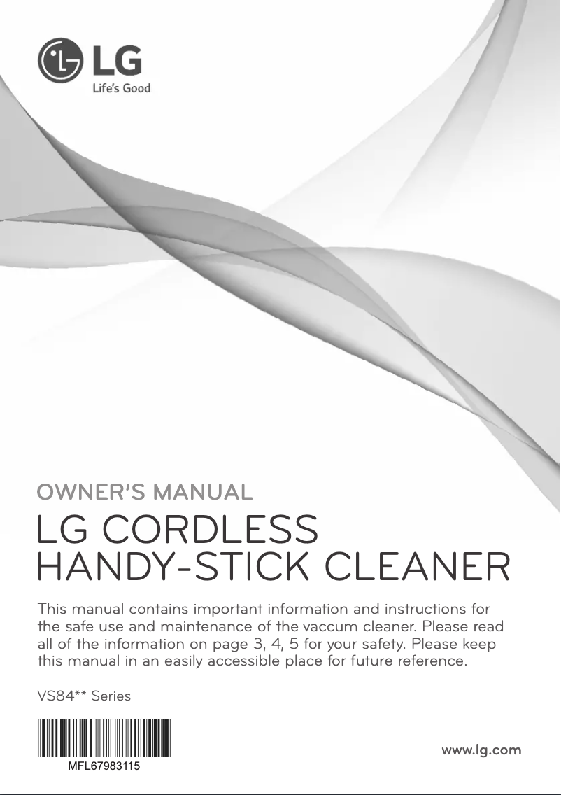 Page 1 de la notice Manuel utilisateur LG VS8404SCW