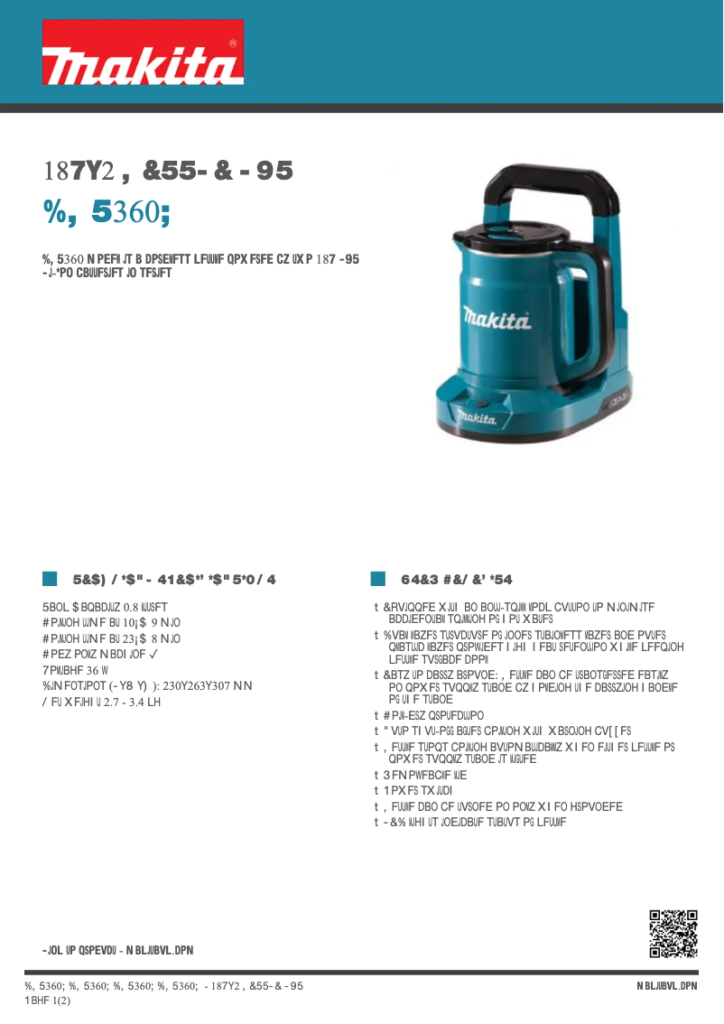 Page 1 de la notice Fiche technique Makita DKT360Z