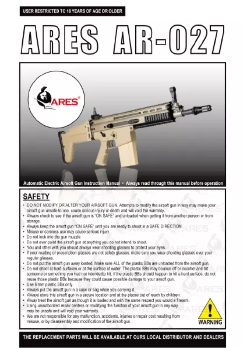 Page 1 de la notice Manuel utilisateur Ares AR-027