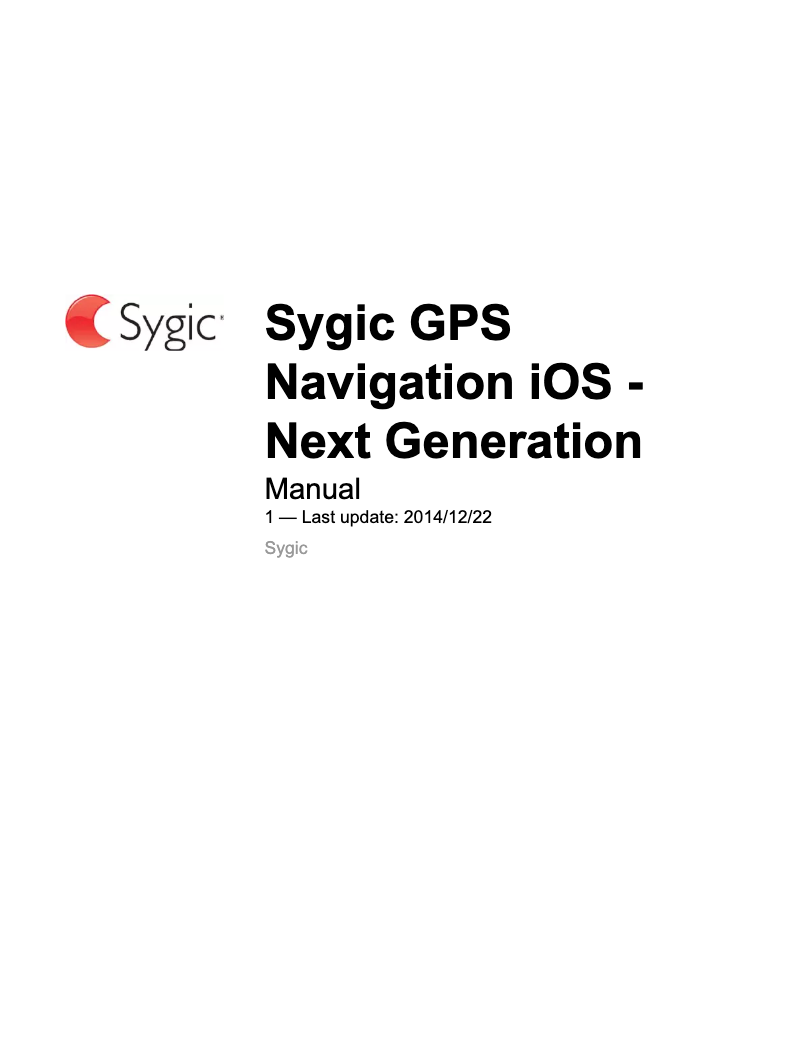 Page n°1 - Manuel utilisateur Sygic GPS Navigation iOS
