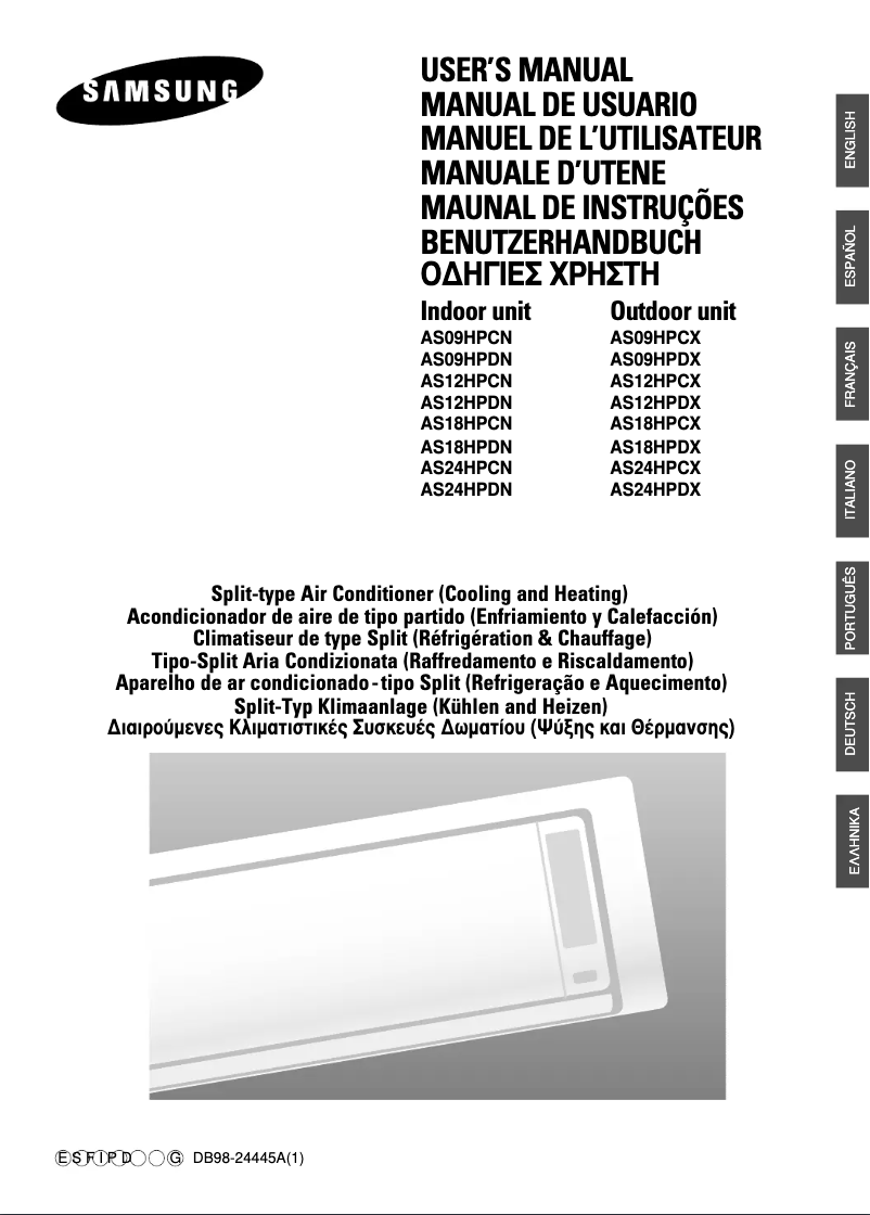 Page 1 de la notice Manuel utilisateur Samsung AS24HPCN