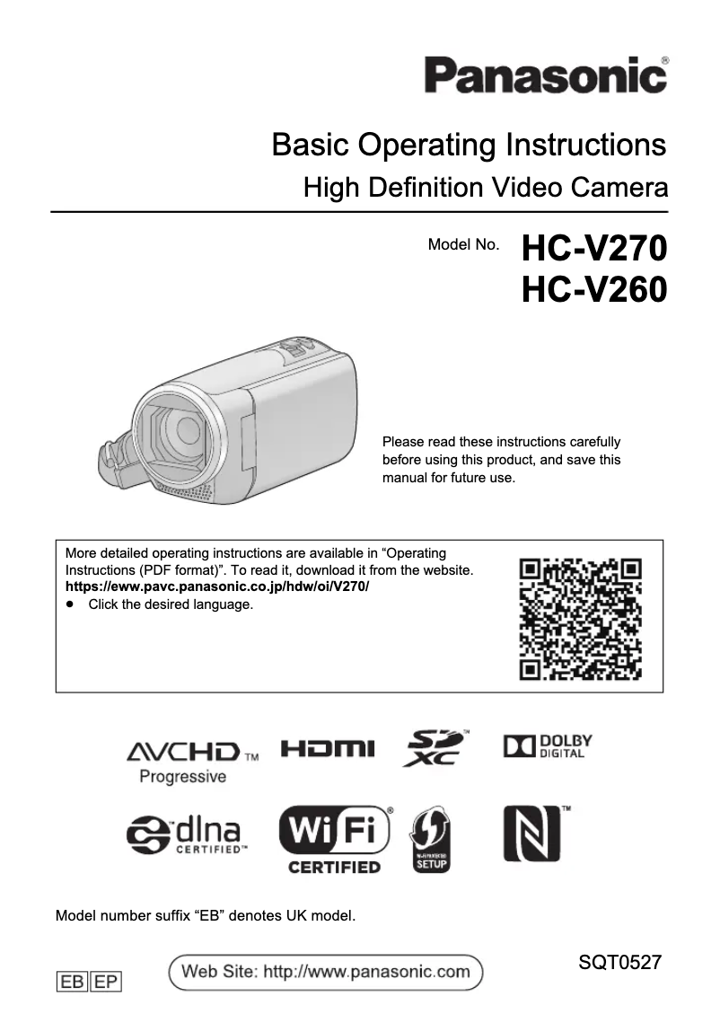 Página 1 del manual Guía de inicio rápido Panasonic HC-V270