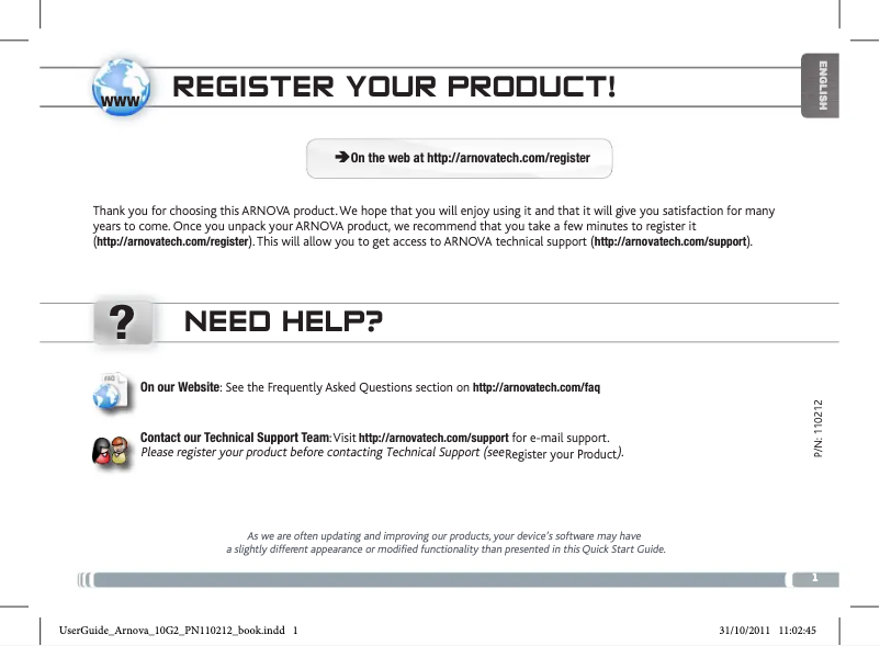 Page n°1 - Manuel utilisateur Arnova 10 G2