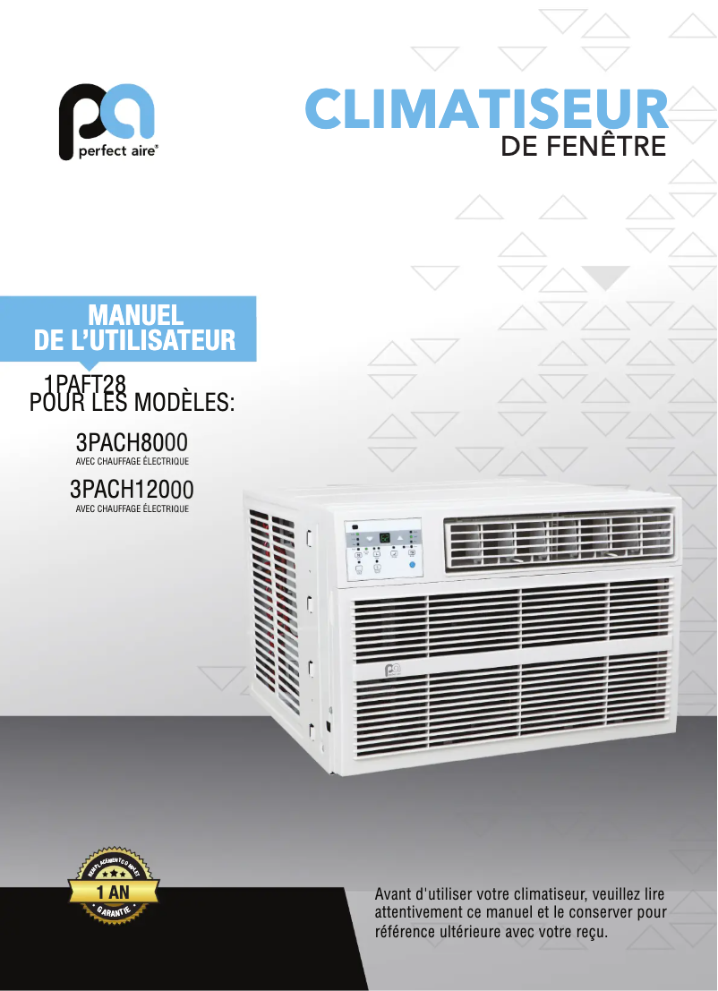 Page n°1 - Manuel utilisateur Perfect Aire 3PACH8000