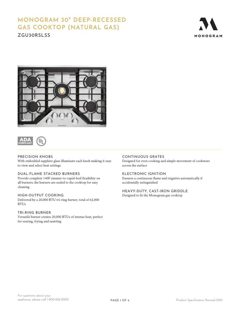 Image de la première page du manuel de l'appareil ZGU30RSLSS