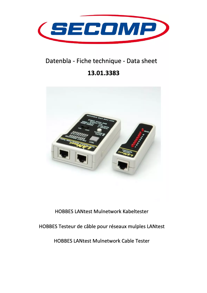 Page n°1 - Manuel utilisateur Secomp 13013383