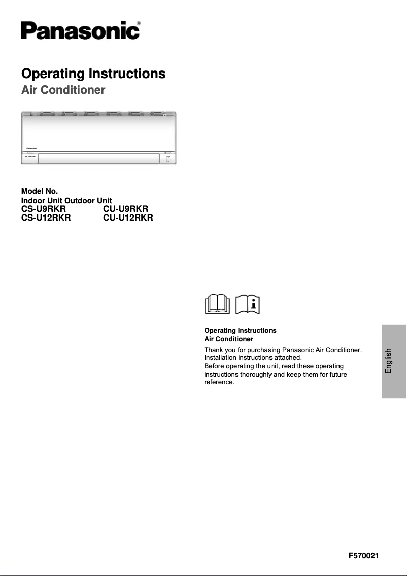 Page 1 de la notice Manuel utilisateur Panasonic CU-U9RKR