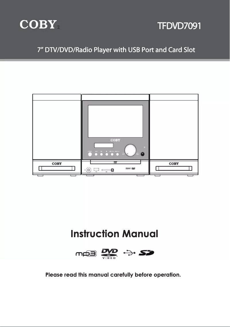 Page 1 de la notice Manuel utilisateur Coby TFDVD7091