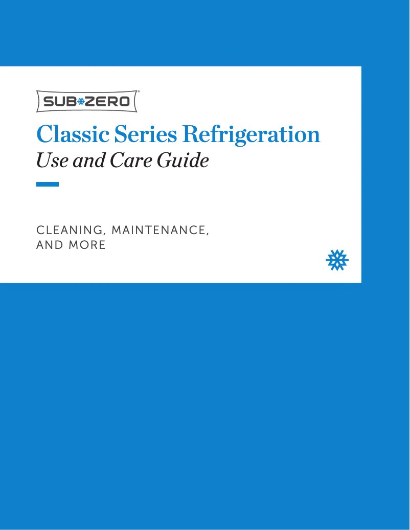 Page n°1 - Manuel d'utilisation et d'entretien Sub-Zero CL4250SIO