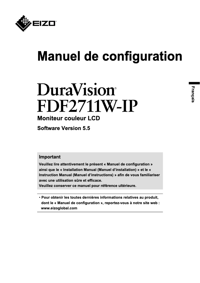 Page n°1 - Manuel utilisateur Eizo DuraVision FDF2711W-IP