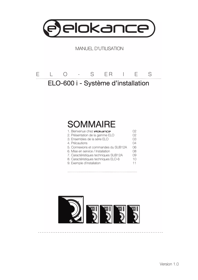 Page 1 de la notice Manuel utilisateur Elokance Elo-600i