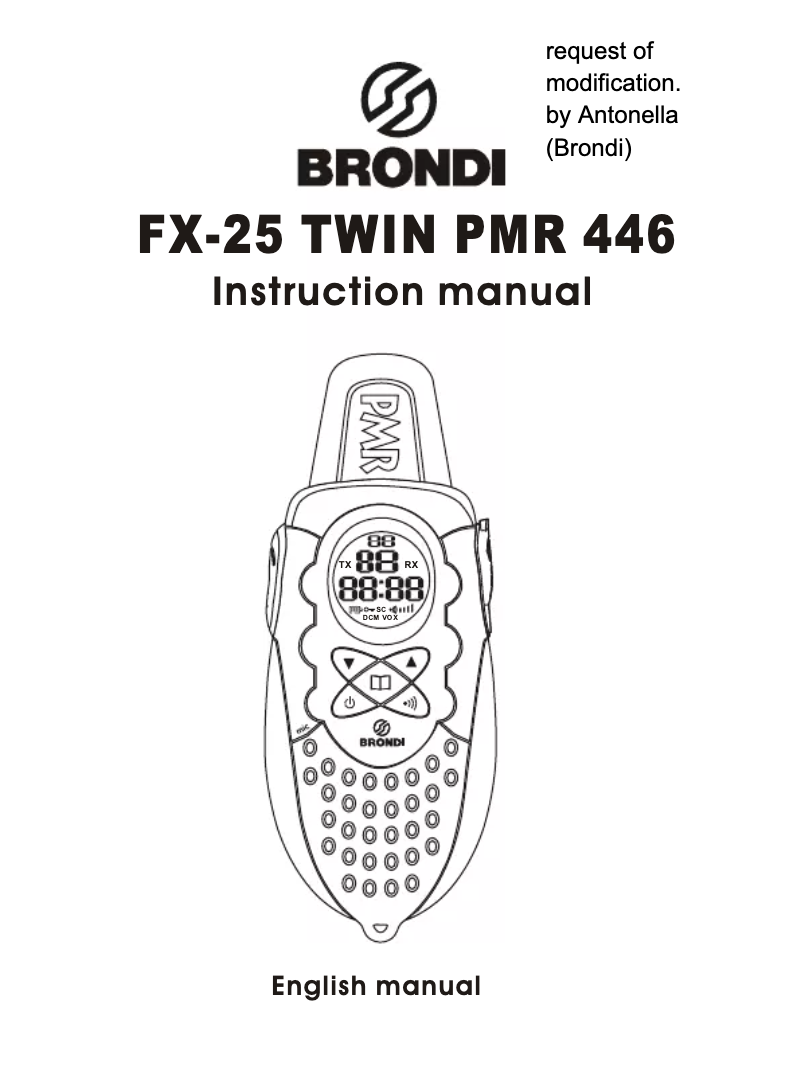 Page 1 de la notice Manuel utilisateur Brondi FX-25