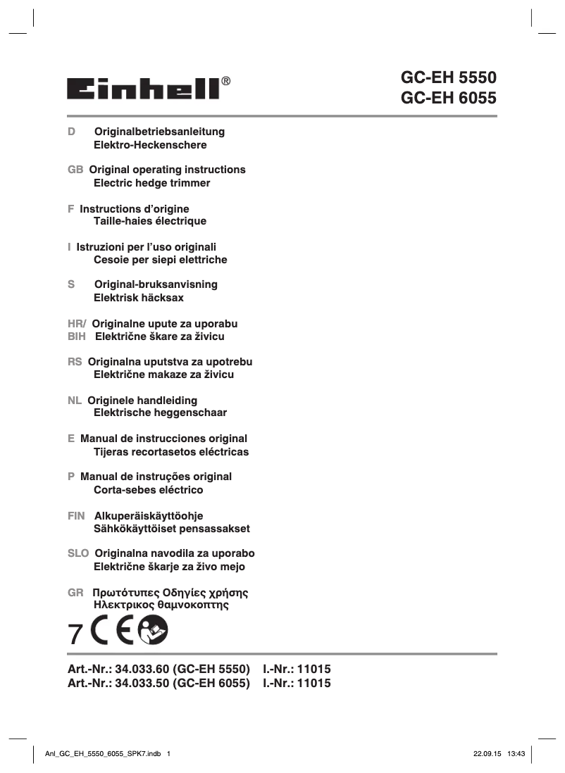 Page 1 de la notice Manuel utilisateur Einhell GC-EH 5550