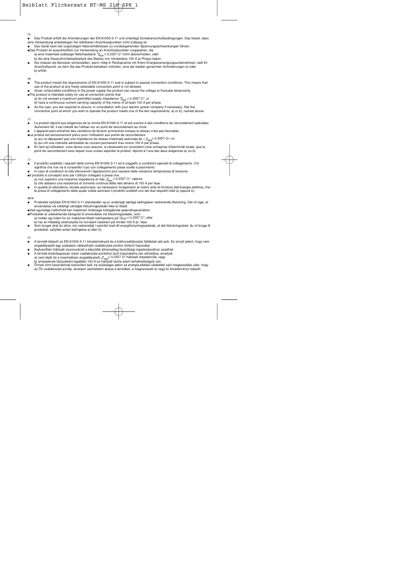 Image de la première page du manuel de l'appareil BT-MS 210