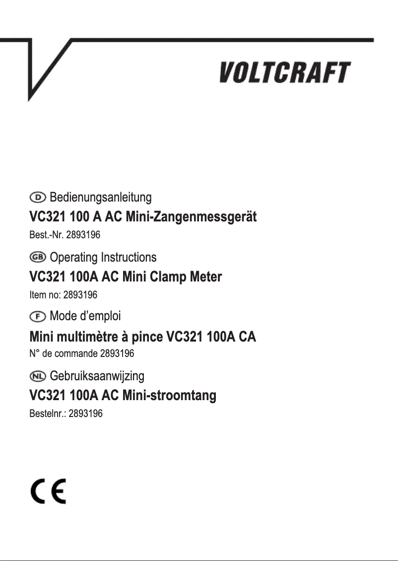 Page n°1 - Manuel utilisateur Voltcraft VC321