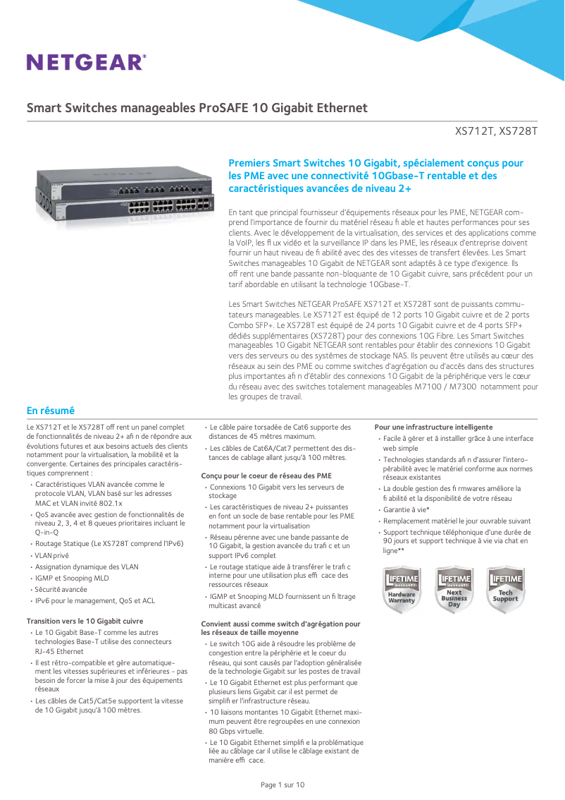 Page n°1 - Fiche technique Netgear XS712T