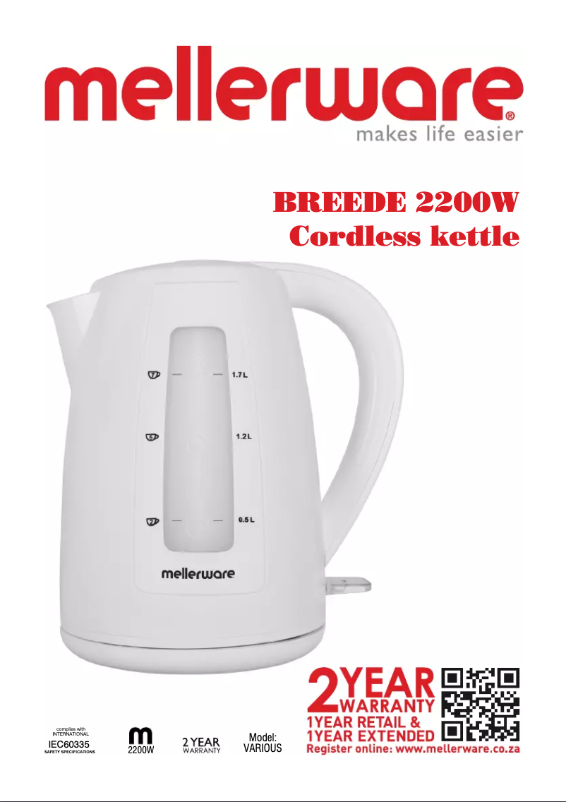 Page 1 de la notice Manuel utilisateur Mellerware Breede 22600WH