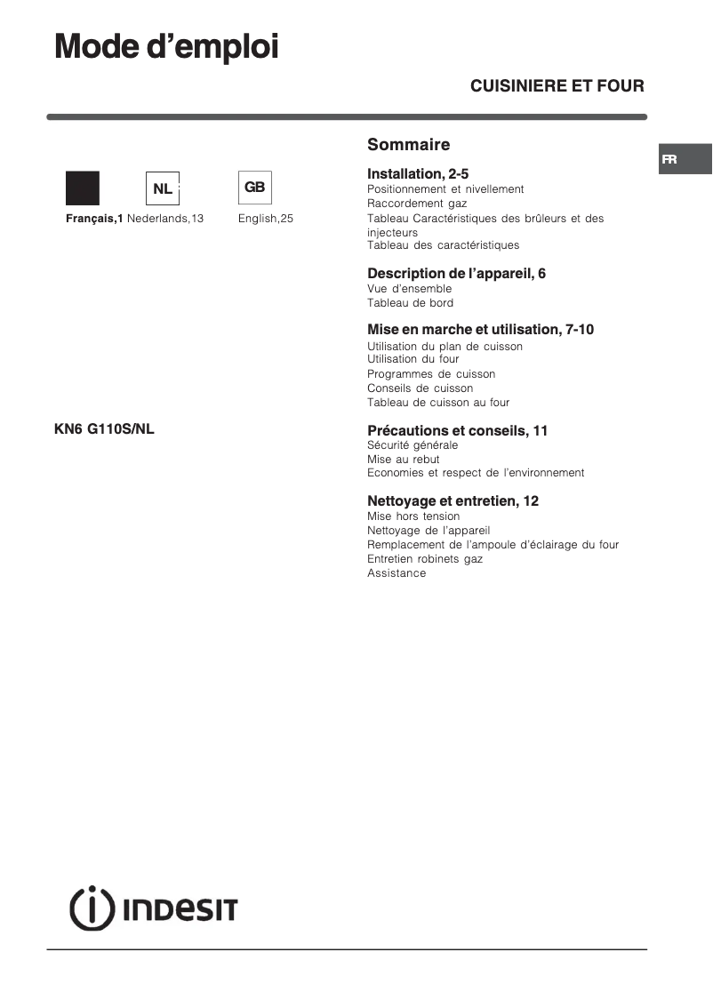 Image de la première page du manuel de l'appareil KN6G110SA(X)/NL