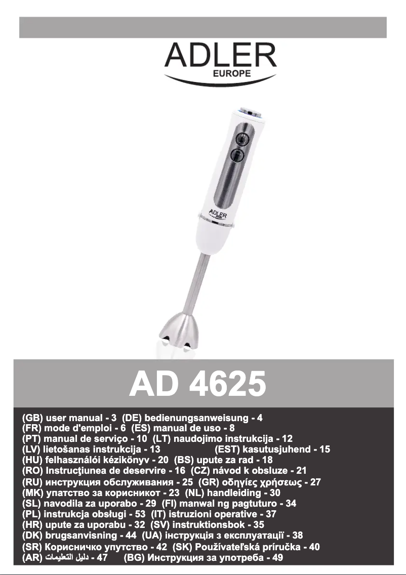 Page n°1 - Manuel utilisateur Adler AD 4625