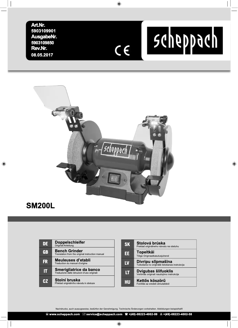 Page n°1 - Manuel utilisateur Scheppach SM200L