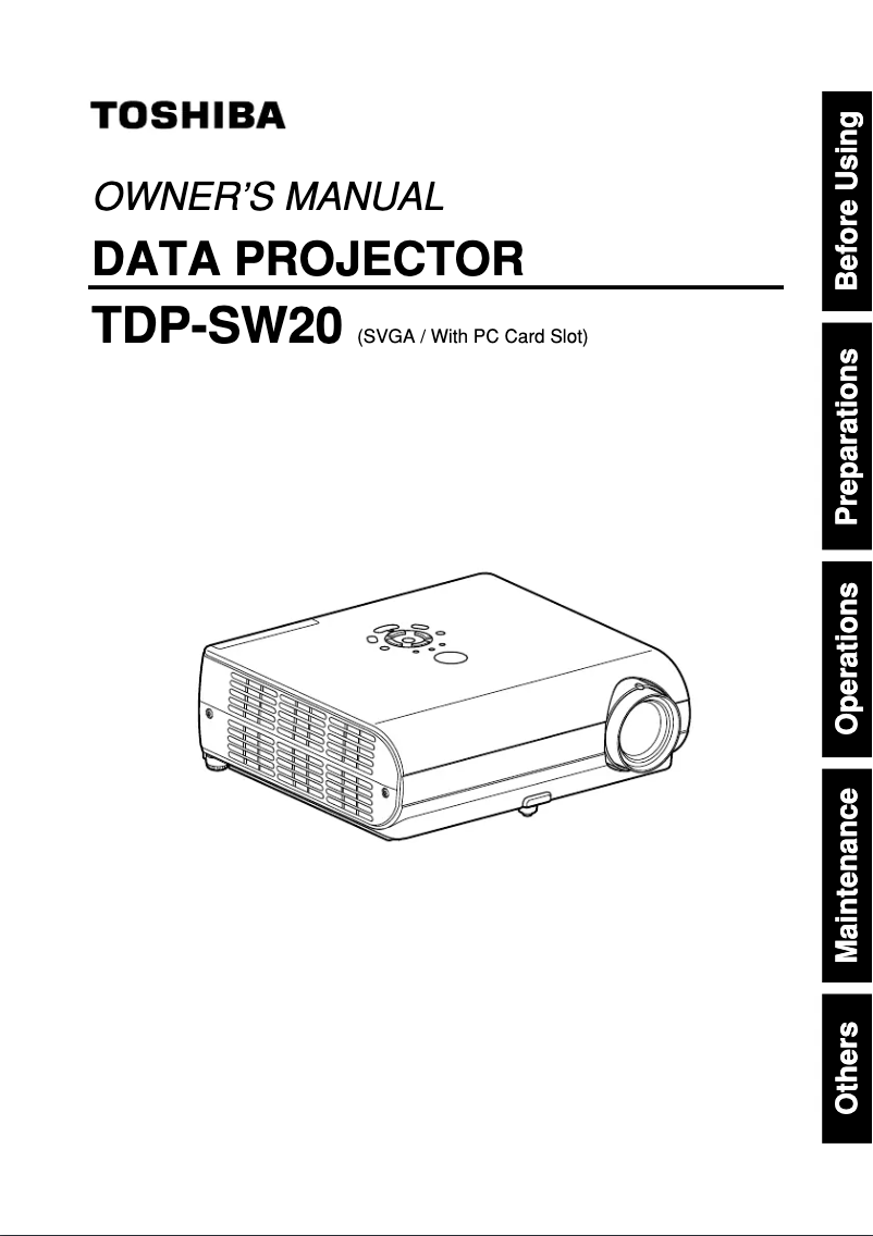 Page n°1 - Manuel utilisateur Toshiba TDP-SW20