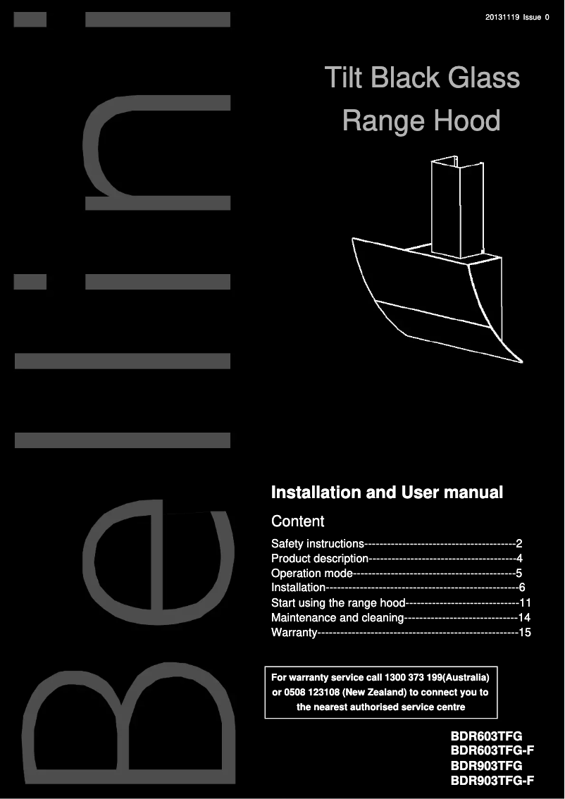 Image de la première page du manuel de l'appareil BDR903TFG