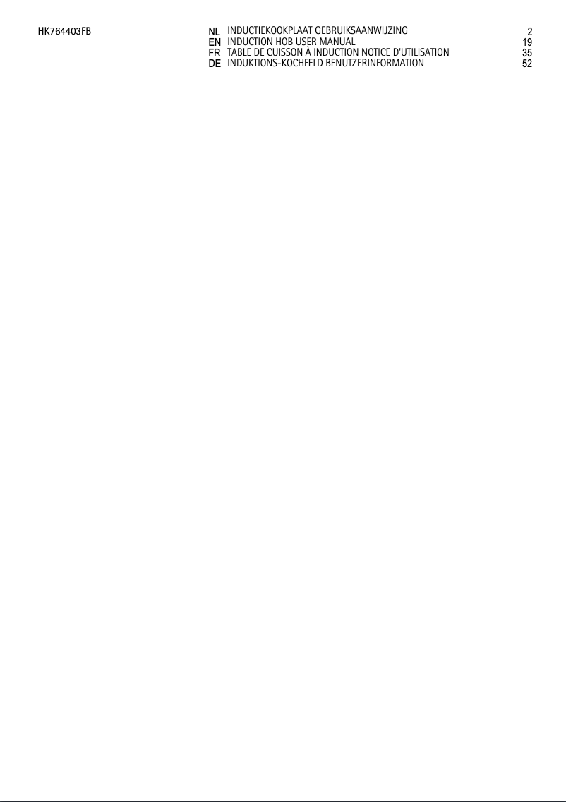 Page 1 de la notice Manuel utilisateur AEG HK764403FB