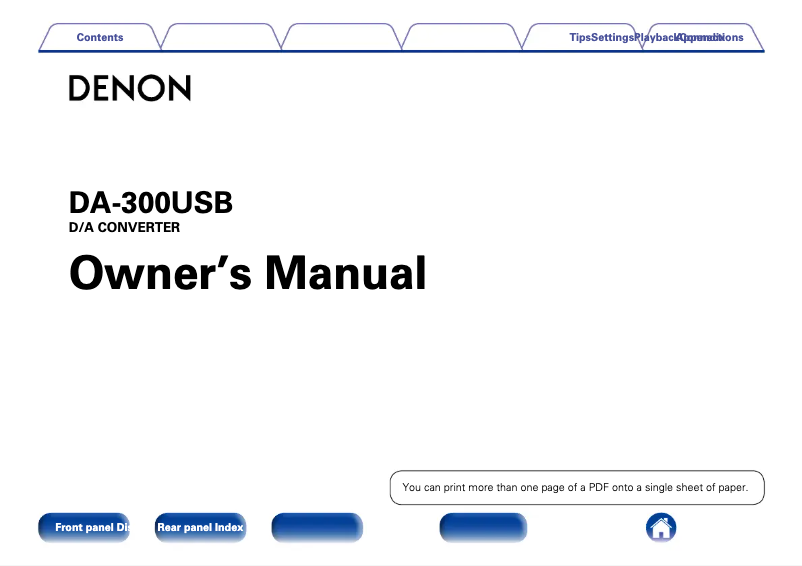 Page 1 de la notice Manuel utilisateur Denon DA-300USB