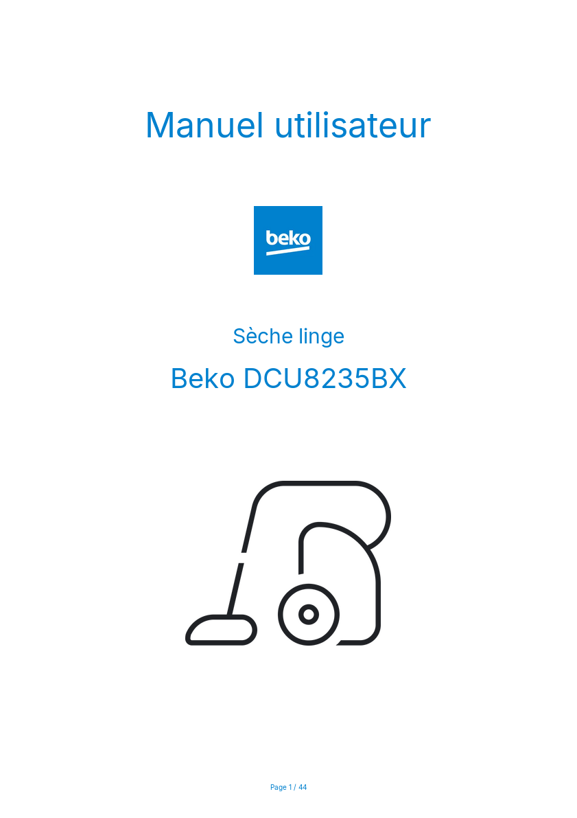 Image de la première page du manuel de l'appareil DCU8235BX