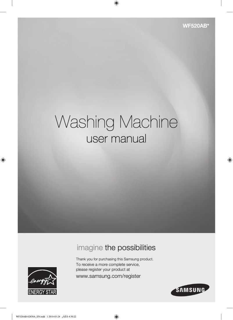 Page 1 de la notice Manuel utilisateur Samsung WF520ABP