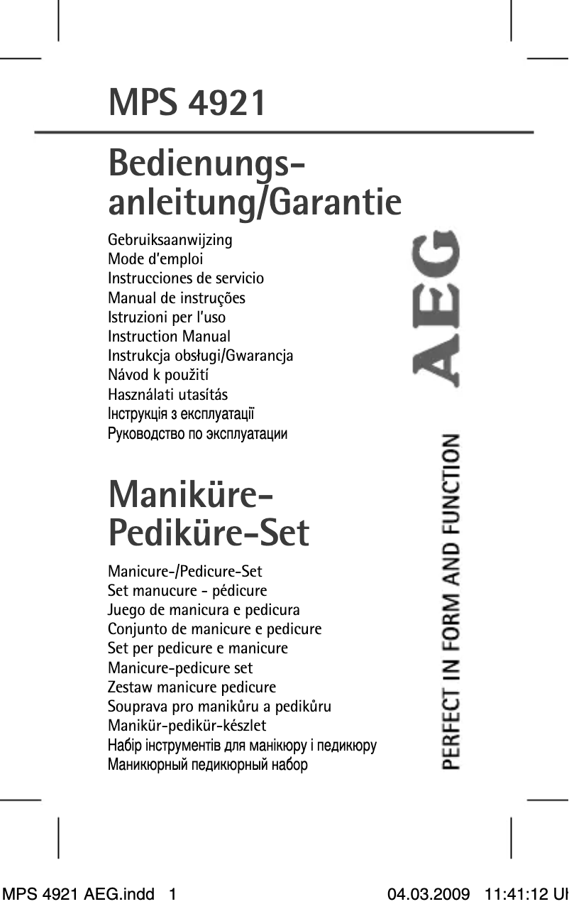 Image de la première page du manuel de l'appareil MPS 4921