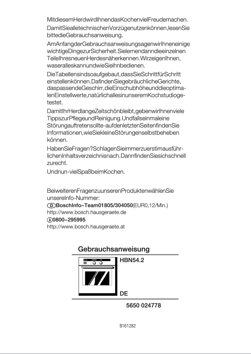 Page 1 de la notice Manuel utilisateur Bosch HBN5462