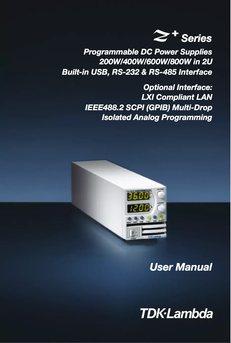 Page n°1 - Manuel utilisateur TDK-Lambda Z20-40